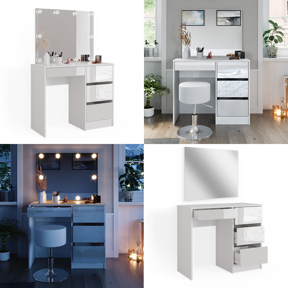 Comodino Vicco bianco, con specchio, 40 cm