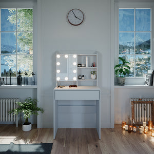 Vicco Tavolo da toeletta Bianco 70 cm con illuminazione a LED