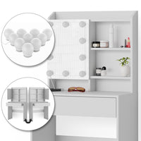 Vicco Tavolo da toeletta Bianco 70 cm con illuminazione a LED