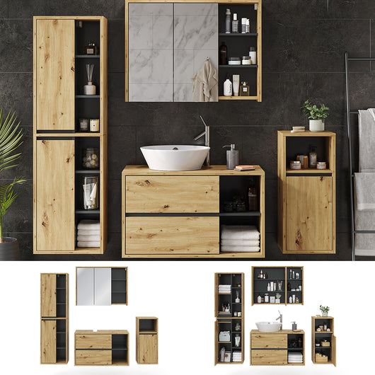 Vicco Set mobili bagno Marrone 4 parti