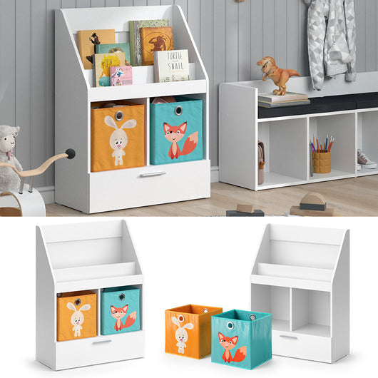 Vicco Libreria bambini Bianco 31.2 x 96.2 cm con cassetto e 2 scatole pieghevoli opt.6