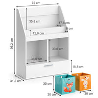 Vicco Libreria bambini Bianco 31.2 x 96.2 cm con cassetto e 2 scatole pieghevoli opt.6