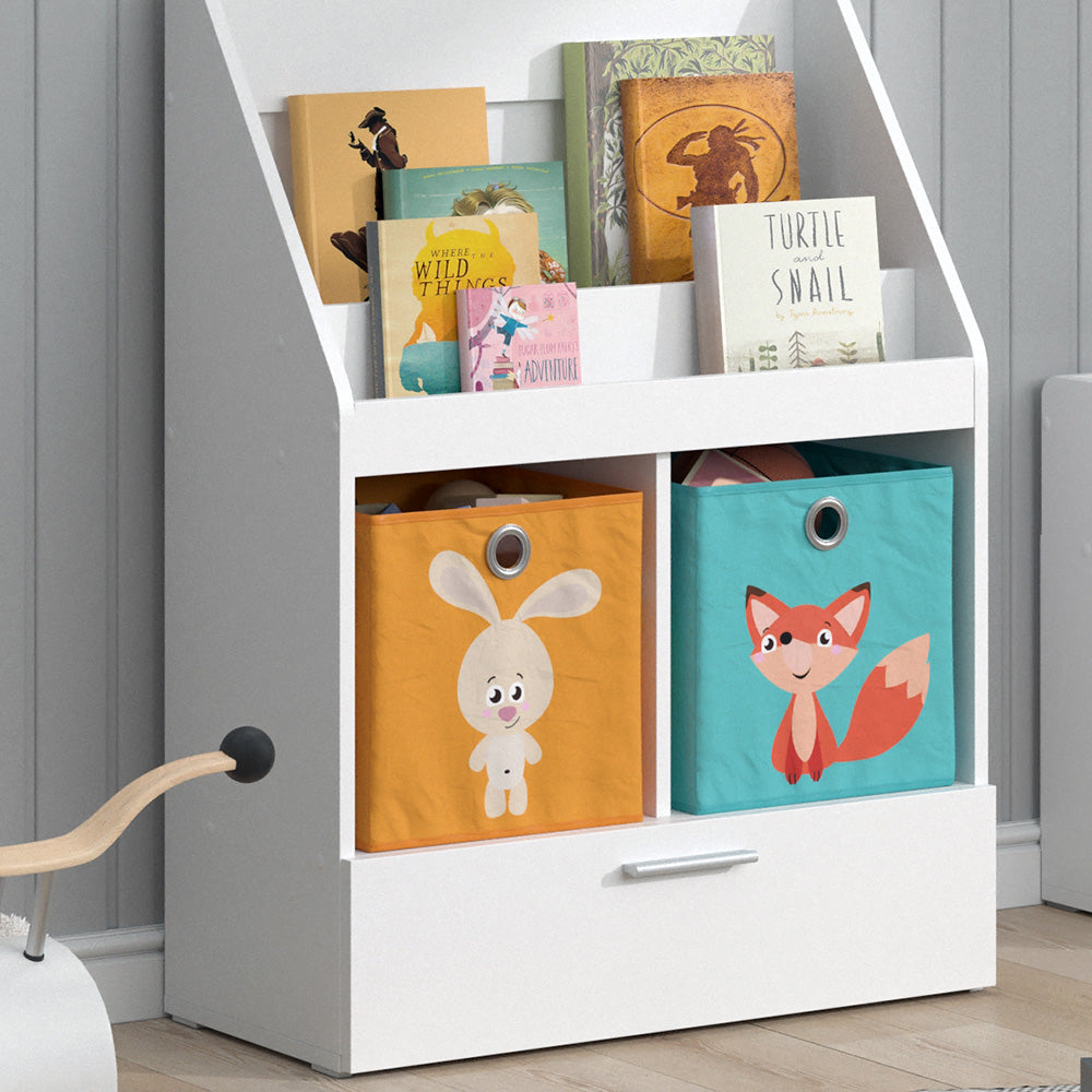 Vicco Libreria bambini Bianco 31.2 x 96.2 cm con cassetto e 2 scatole pieghevoli opt.6
