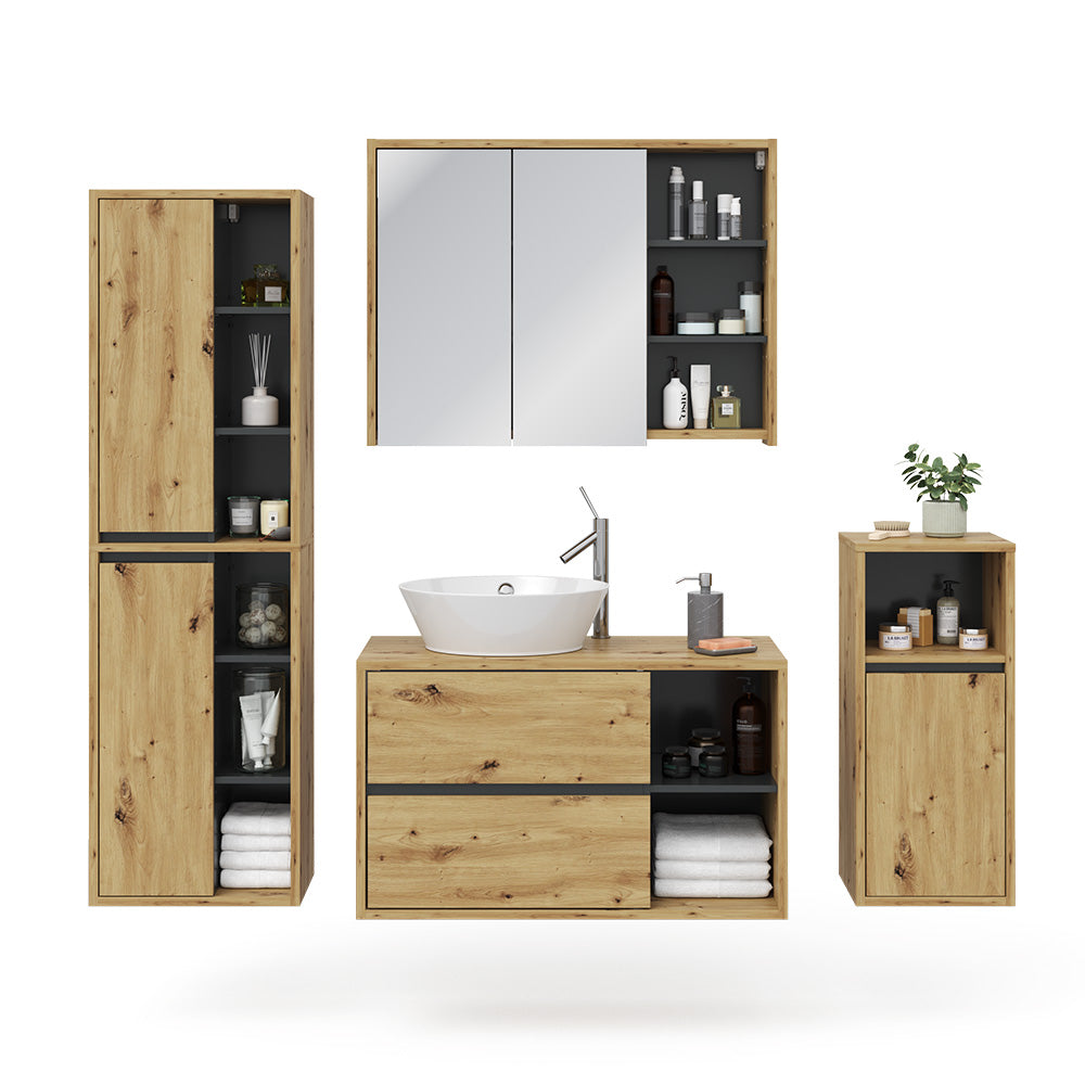 Vicco Set mobili bagno Marrone 4 parti