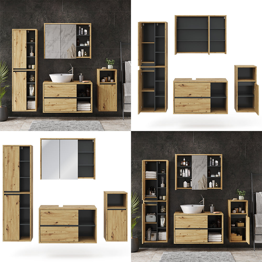 Vicco Set mobili bagno Marrone 4 parti