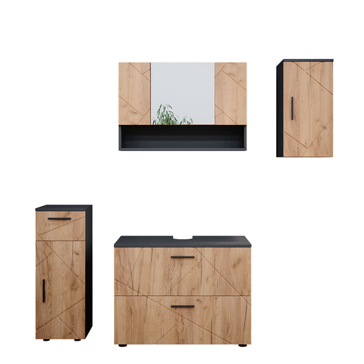 Vicco Set mobili bagno Quercia dorata/antracite 4 parti