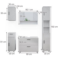 Vicco Set mobili bagno Bianco lucido 5 parti