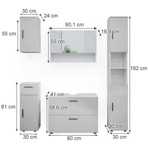 Vicco Set mobili bagno Bianco lucido 5 parti
