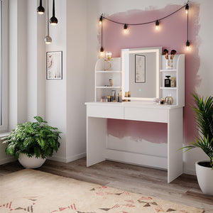 Vicco Tavolo da toeletta Bianco 106 cm con specchio a LED