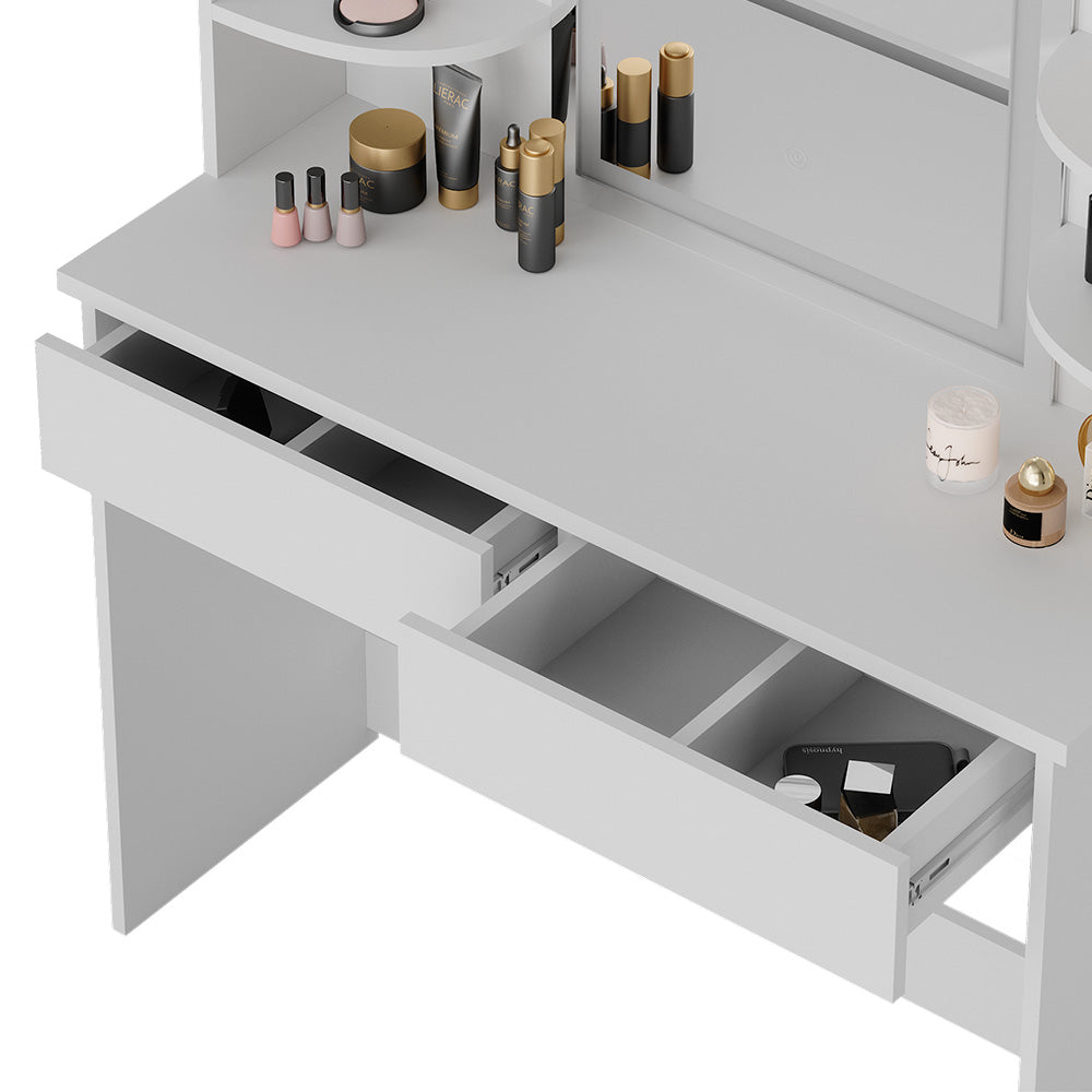 Vicco Tavolo da toeletta Bianco 106 cm con specchio a LED