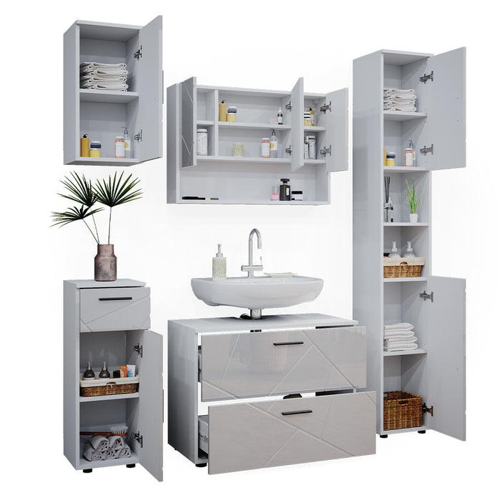 Vicco Set mobili bagno Bianco lucido 5 parti