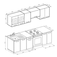 Vicco Mobile da cucina Sonoma 240 cm , PL Marmo con striscia LED