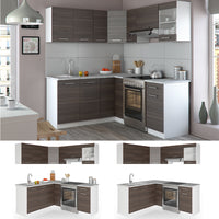 Vicco Cucina angolare completa Bianco/grigio prezioso 187 x 167 cm , PL Marmo