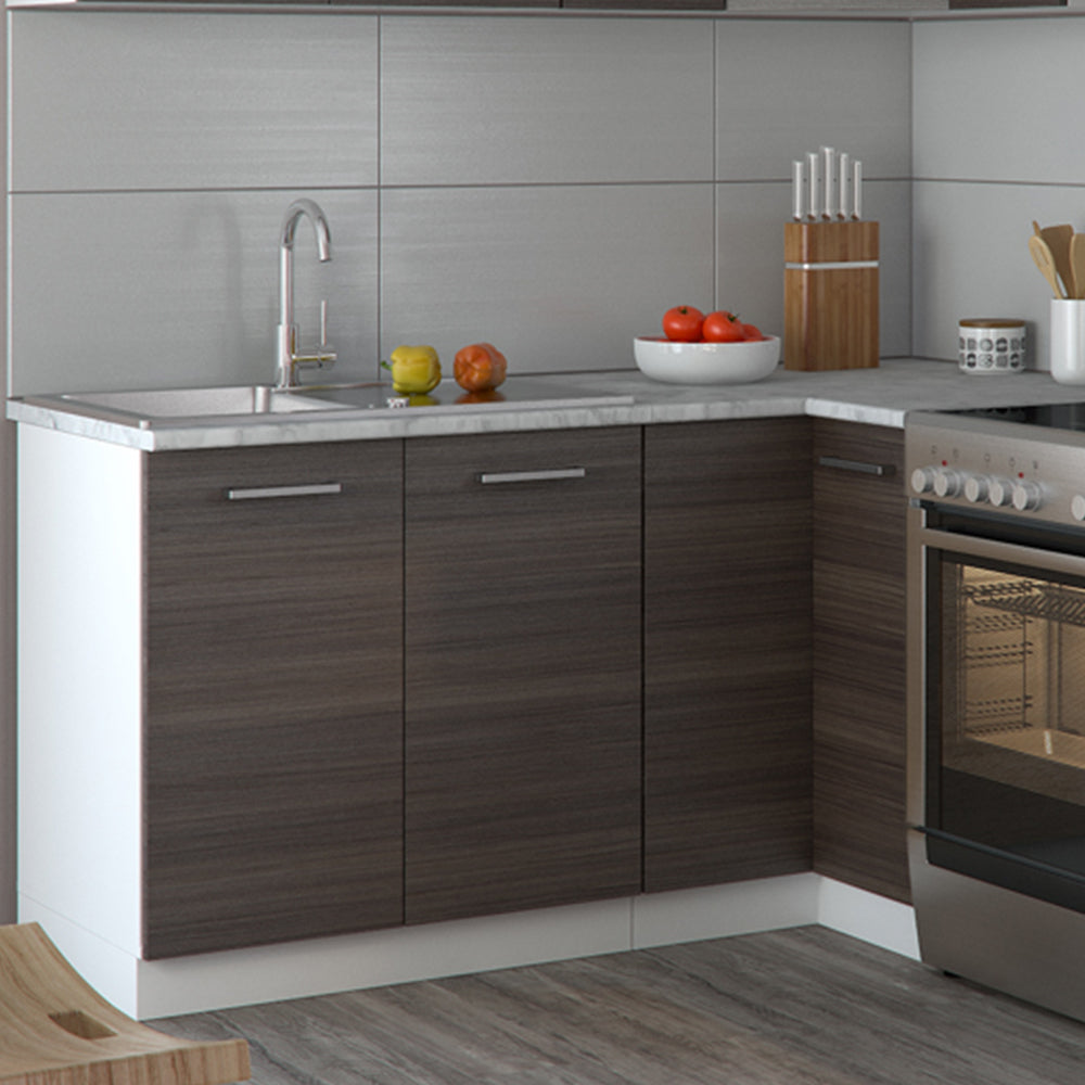 Vicco Cucina angolare completa Bianco/grigio prezioso 187 x 167 cm , PL Marmo