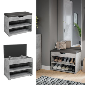 Vicco Panca scarpiera da ingresso Calcestruzzo 60 x 45 cm