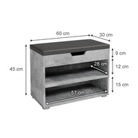 Vicco Panca scarpiera da ingresso Calcestruzzo 60 x 45 cm