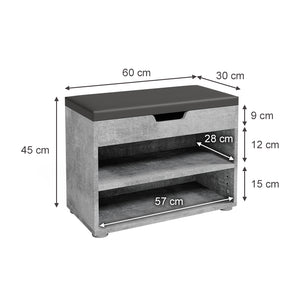 Vicco Panca scarpiera da ingresso Calcestruzzo 60 x 45 cm