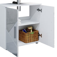 Vicco Set mobili bagno Bianco lucido con inserti 3 pezzi, con base 60 cm