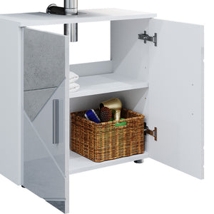 Vicco Set mobili bagno Bianco lucido con inserti 3 pezzi, con base 60 cm