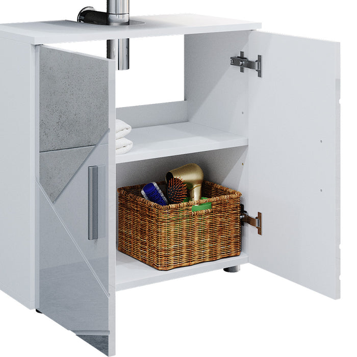 Vicco Set mobili bagno Bianco lucido con inserti 3 pezzi, con base 60 cm