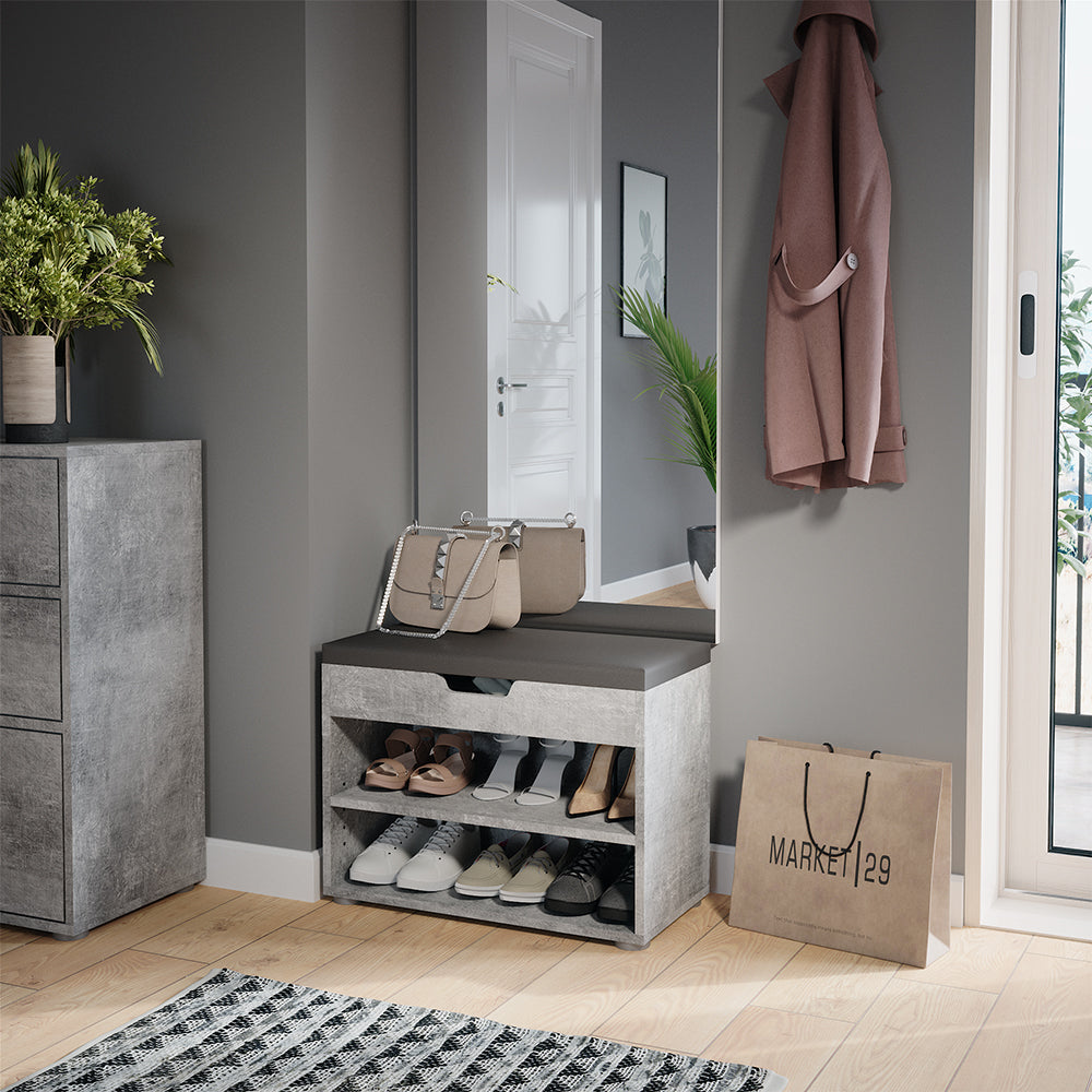 Vicco Panca scarpiera da ingresso Calcestruzzo 60 x 45 cm