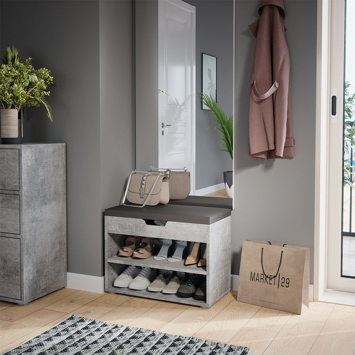 Vicco Panca scarpiera da ingresso Calcestruzzo 60 x 45 cm