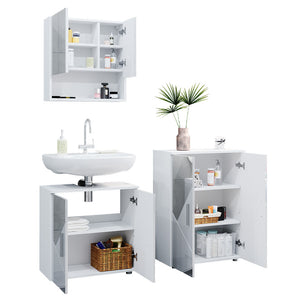 Vicco Set mobili bagno Bianco lucido con inserti 3 pezzi, con base 60 cm