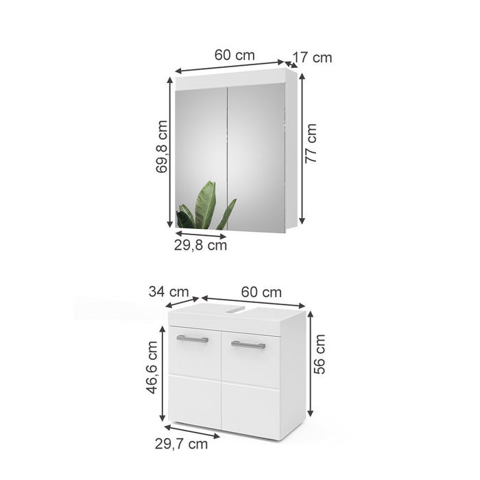 Vicco Set mobili bagno Bianco 2 parti