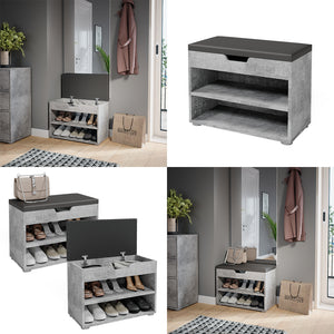 Vicco Panca scarpiera da ingresso Calcestruzzo 60 x 45 cm