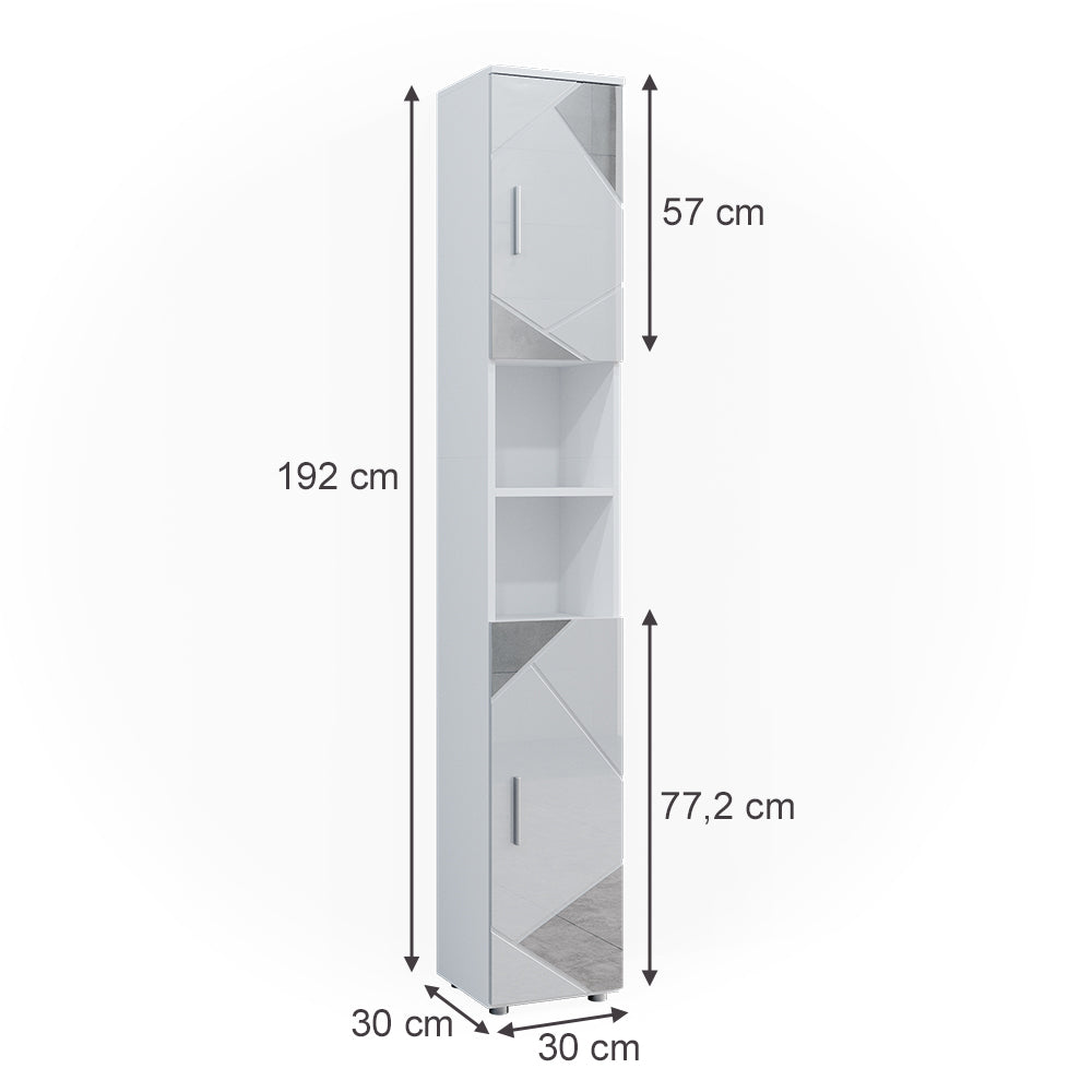 Vicco Mobile bagno alto Bianco lucido con inserti 30 x 192 cm