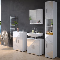 Vicco Mobile bagno alto Bianco lucido con inserti 30 x 192 cm