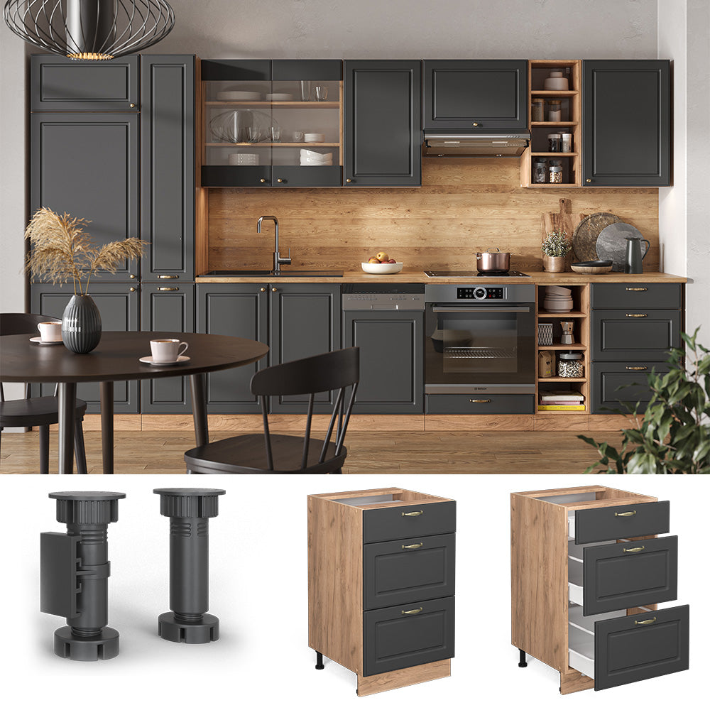 Vicco Mobiletto base per cucina Antracite-oro 50 cm , PL Antracite