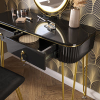 Vicco Tavolo da toeletta Nero 100 cm con illuminazione LED e sgabello