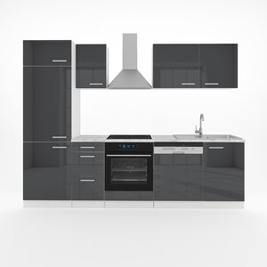 Vicco Cucina componibile Antracite lucido/bianco 270 cm senza piano di lavoro