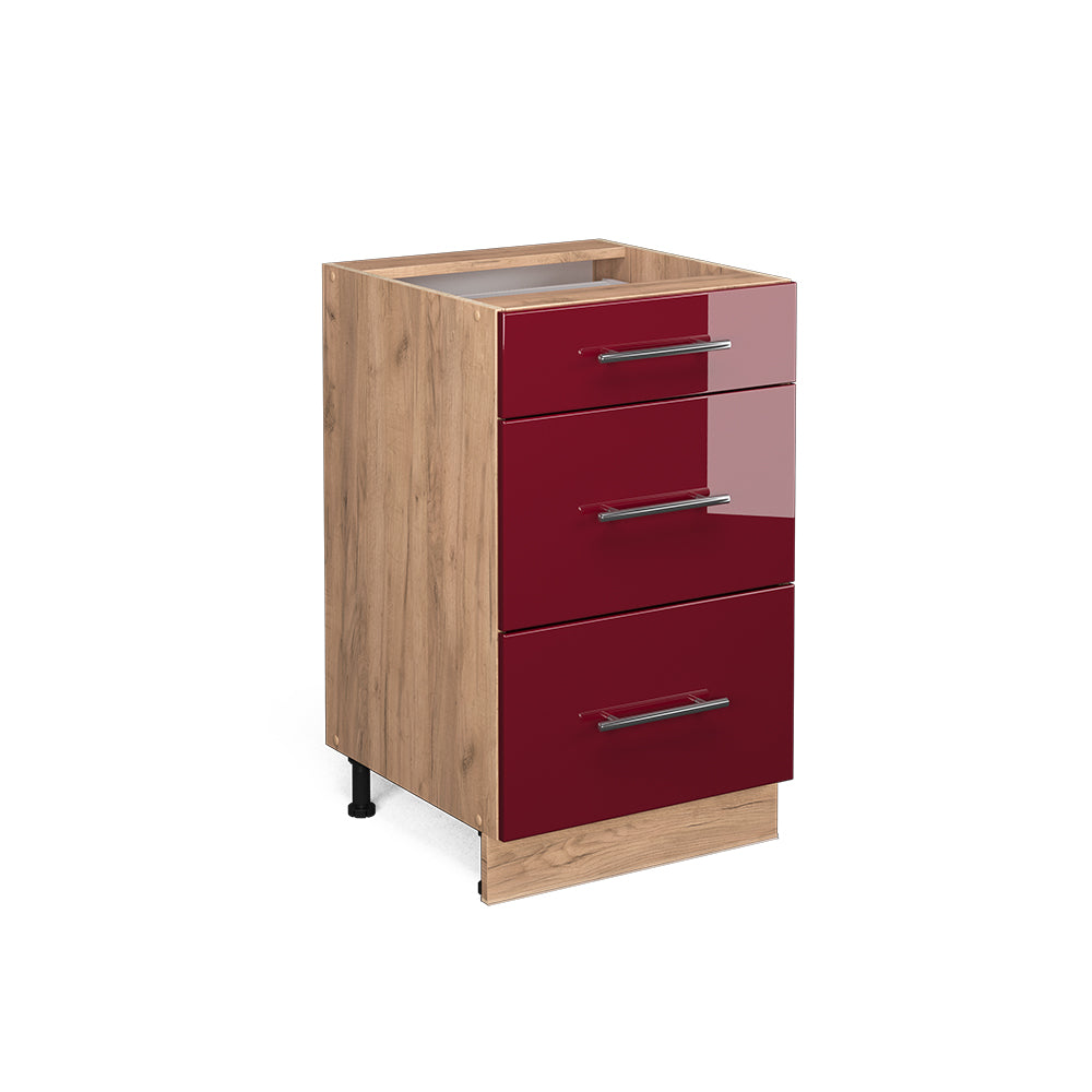 Vicco Mobiletto base per cucina Rosso bordeaux lucido 50 cm senza piano di lavoro