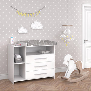 Vicco Fasciatoio Bianco 53 x 100 cm con 3 ampi cassetti