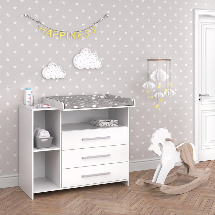 Vicco Fasciatoio Bianco 53 x 100 cm con 3 ampi cassetti