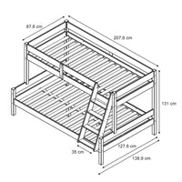 Vitalispa Letto a castello Legno naturale 120x200 / 80x200 cm con 2 materassi