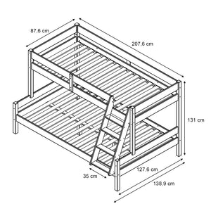 Vitalispa Letto a castello Legno naturale 120x200 / 80x200 cm con 2 materassi