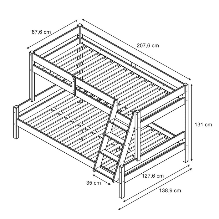 Vitalispa Letto a castello Legno naturale 120x200 / 80x200 cm con 2 materassi
