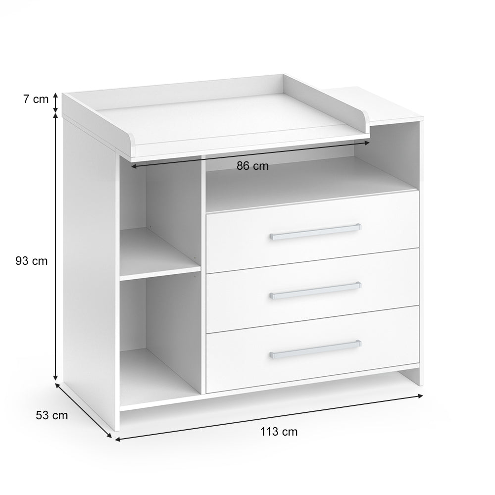 Vicco Fasciatoio Bianco 113 x 100 cm con cassetti