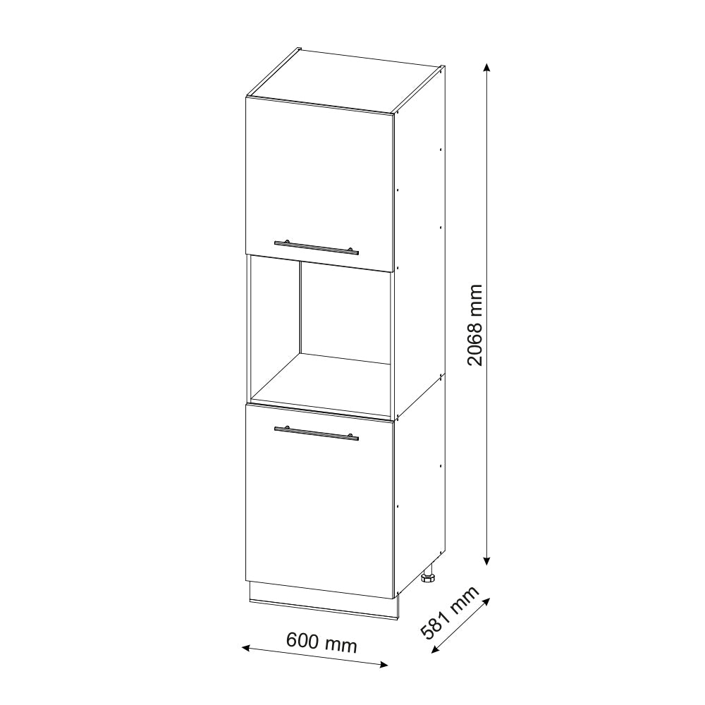 Vicco Mobile per forno da incasso Bianco lucido 60 cm aperto