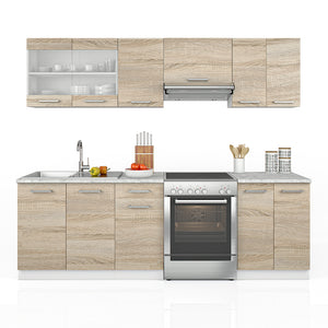 Vicco Mobile da cucina Sonoma 240 cm , PL Marmo con striscia LED