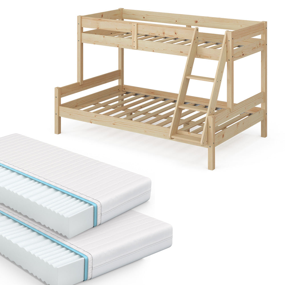 Vitalispa Letto a castello Legno naturale 120x200 / 80x200 cm con 2 materassi