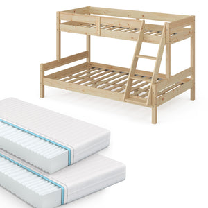 Vitalispa Letto a castello Legno naturale 120x200 / 80x200 cm con 2 materassi