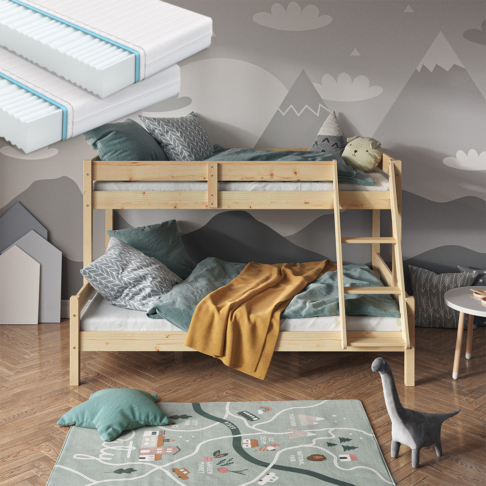 Vitalispa Letto a castello Legno naturale 120x200 / 80x200 cm con 2 materassi