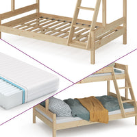 Vitalispa Letto a castello Legno naturale 120x200 / 80x200 cm con 2 materassi