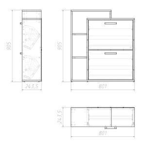 Vicco Scarpiera da ingresso Bianco 24.5 x 90 cm
