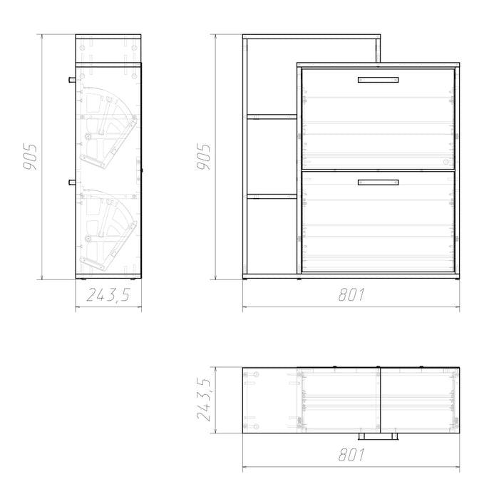 Vicco Scarpiera da ingresso Bianco 24.5 x 90 cm