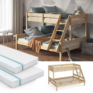Vitalispa Letto a castello Legno naturale 140x200 / 90x200 cm con 2 materassi